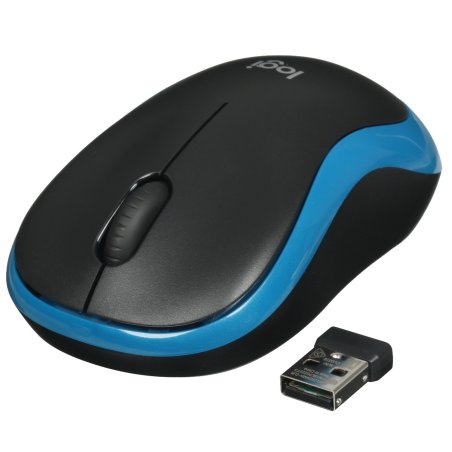Мышь беспроводная Logitech M186 черный/красный, 1000 dpi, радиоканал, USB, кнопки - 3