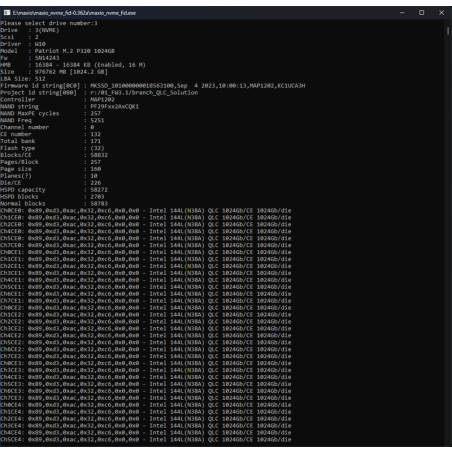 Накопитель SSD Patriot P320, 1Tb, PCIe 3.0 x4, M.2 2280, NVMe, R/W 3000/2200