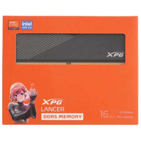 Оперативная память XPG Lancer, DDR5, 32Gb (2x16Gb), 6000MHz, CL30, DIMM, с радиаторами, черный