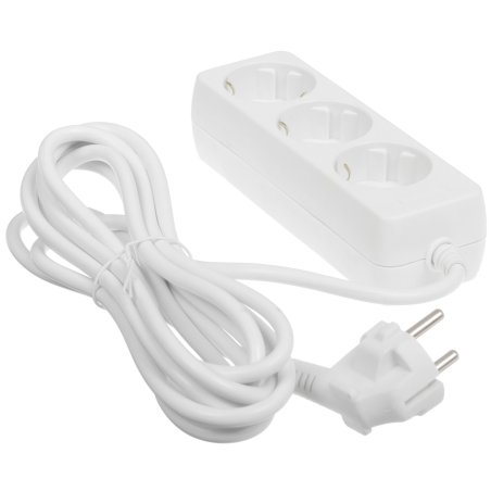 Сетевой удлинитель Perfeo с заземлением "POWERMATE", PF_A4687 (3,0 м, 3 розетки, белый (PF-PE-3/3,0-W))