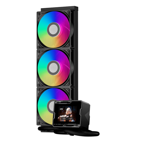 Система охлаждения PCCooler GT360 ARGb Display WH (310W, 360мм, LED temp., белый, ARGb/Fans: 3x120мм, 99CFM, 41.5dBA, 3000RPM/Pump 15dBA, 2600RPM, Rad thickness 27мм/S: 1851, 1700, 1200, 115X, AM5, AM4)