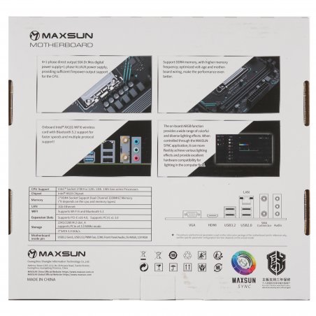 Материнская плата Maxsun MS-Challenger B460M-D ARGB B460, LGA1200, 2*DDR4, 1*PCIEx16, 1*PCIEx1, 1*M.2, 4*USB3.2Gen1, 6*USB2.0, 2*SATA3.0, 1G, DP, HDMI, M-ATX, RTL