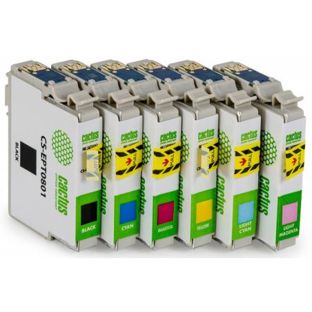 Картридж струйный Cactus CS-EPT0807 черный/желтый/голубой/пурпурный/светло-голубой/светло-пурпурный (68.4 мл) для Epson Stylus Photo P50