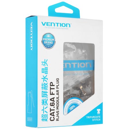 Коннектор Vention IDFR0-50 RJ45 (8p8c), FTP, cat. 6A, под витую пару, экранированный (50шт.)