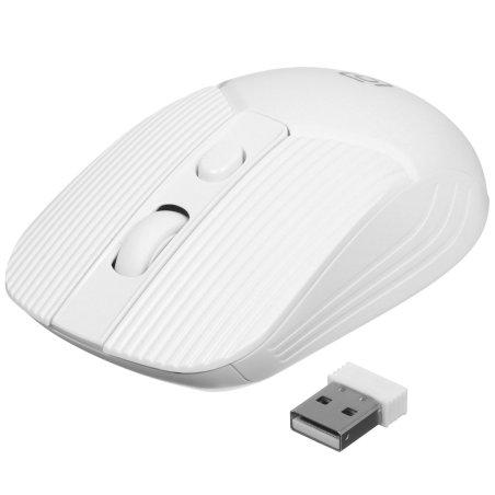 Мышь беспроводная Oklick 509MW белый, 1600 dpi, радиоканал, USB, кнопки - 4