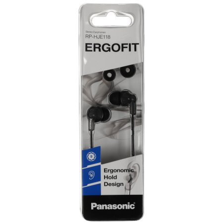 Наушники вкладыши Panasonic RP-HJE118GUK 1.1м черный проводные (в ушной раковине)