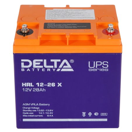 Аккумуляторная батарея Delta HRL 12-26 X напряжение 12В, емкость 28А·ч (165х125х175мм)