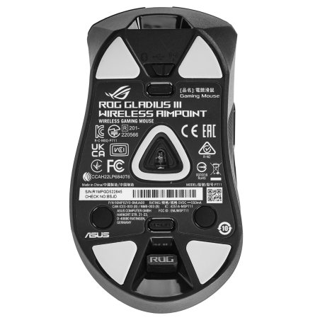 Мышь беспроводная/проводная ASUS P711 ROG Gladius III белый, 36000 dpi, радиоканал, Bluetooth, USB, кнопки - 6