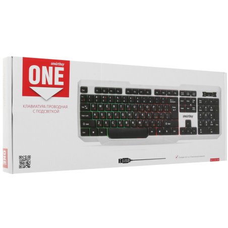 Клавиатура проводная Smartbuy (SBK-333U-WK) ONE USB с подсветкой бело-черная