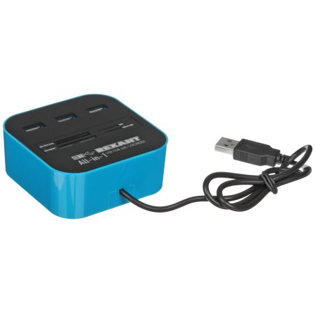 Разветвитель USB на 3 порта+картридер (все в одном) черный Rexant
