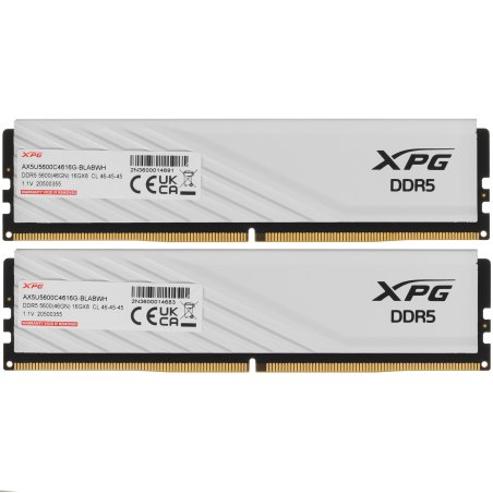 Оперативная память XPG Lancer Blade, DDR5, 32Gb (2x16Gb), 5600MHz, CL46, DIMM, с радиаторами, белый