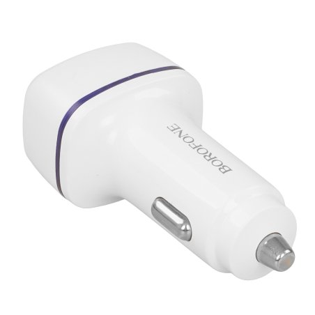Автомобильное зарядное устройство Borofone Max BZ14, 2xUSB, 2.4А, 12 Вт, кабель Lightning 8-pin, белый (6931474735935)