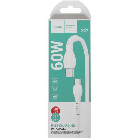 Кабель HOCO (6931474783264) силикон 1м USB 3.0A PD 60W для Type-C Type-C белый 1 м