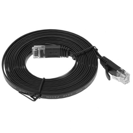 Патч-корд GCR PROF плоский прямой 3.0m, UTP медь кат.6, черный, 30 AWG, ethernet high speed 10 Гбит/с, RJ45, T568B, GCR-52870