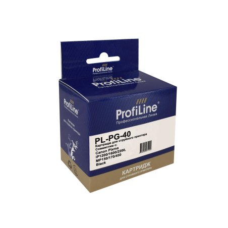 Картридж струйный ProfiLine PL-PG-40 для принтеров Canon Pixma iP1200/1600/2200, MP150/170/450 Black водн