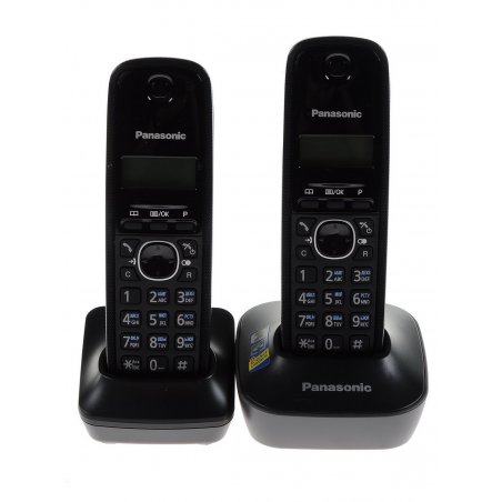 Телефон беспроводной (DECT) Panasonic KX-TG1612RUH (серый) Доп трубка в комплекте,АОН, Caller ID,12 мелодий звонка,поиск трубки