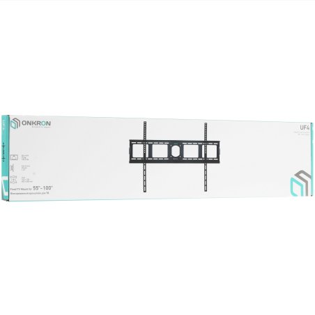 Кронштейн ONKRON UF4 55"-100" макс. 800x600, наклон 0º, поворот 0º, от стены 35мм, вес до 75кг, черный