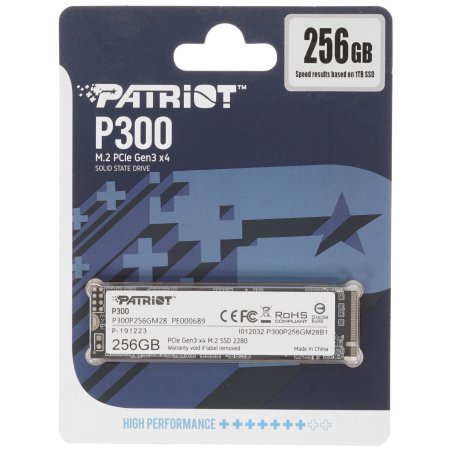 Накопитель SSD Patriot P300, 256Gb, PCIe 3.0 x4, M.2 2280, NVMe, R/W 1700/1100
