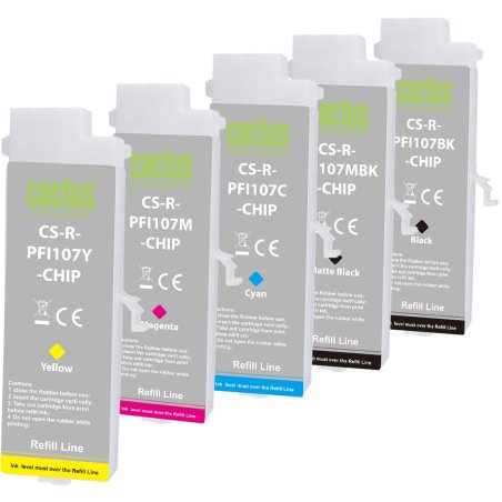 Картридж перезаправляемый струйный Cactus CS-R-PFI107SET-CHIP набор 5шт.упак. для Canon imageProGRAF iPF670/680/685/770/780/785 с чипом