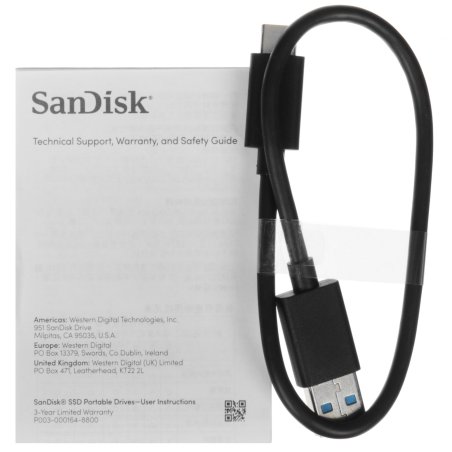 Внешний SSD SanDisk Portable, 2TB, USB 3.2 Gen 2 Type-C, R/W 800/-, черный
