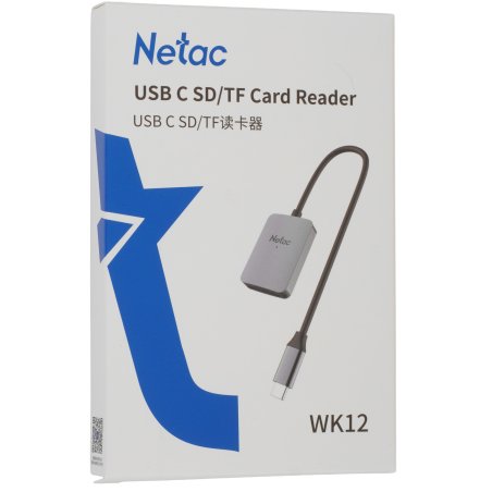 Кард-ридер Netac Flash card reader WK12, USB 3.0 Type-C to mSD/SD (repl. NT09WK12-30GR)