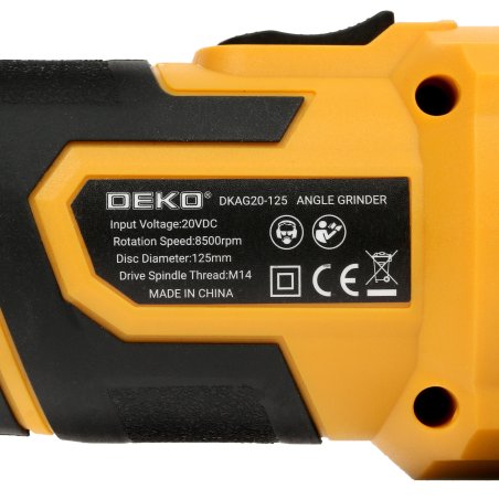 Угловая шлифовальная машина Deko DKAG20-125 8500об/мин рез.шпин.:M15 d=126мм