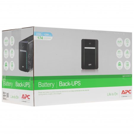 Источник бесперебойного питания APC Back-UPS BX2200MI-GR 1200Вт 2200ВА черный