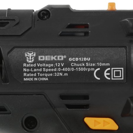 Дрель-шуруповерт аккумуляторная Deko GCD12DU, 12В, 1 АКБ, Ударная