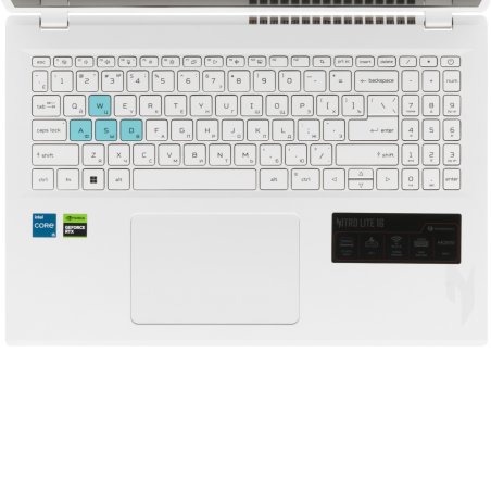Ноутбук Acer Nitro Lite NL16-71G-74YP белый 16"(1920x1200 (матовый) IPS)/Intel Core i7 13620H(2.4Ghz)/16Gb/ 512PCISSD Gb/noDVD/Ext:nVidia GeForce RTX 4050(6144Mb)/Cam/BT/WiFi/53WHr/war 1y/1.95kg/NoOS