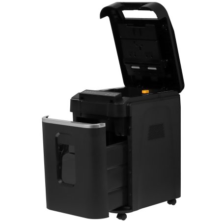 Шредер Heleos АП37-4 черный/серебристый с автоподачей (секр.P-4) фрагменты 220лист. 37лтр. скрепки скобы пл.карты