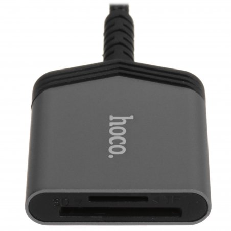 Кард-ридер Hoco UA25/серый/SD/TF/MicroSD/USB Type-C (OTG)/алюминий