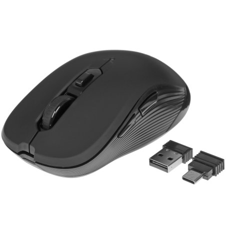 Мышь беспроводная Oklick 610MWC черный, 1600 dpi, радиоканал, USB/USB-C, кнопки - 6