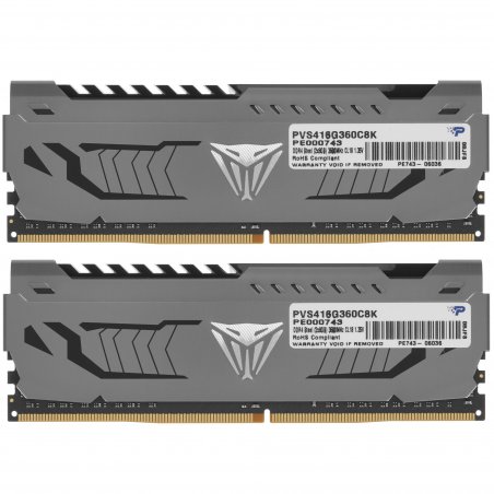 Оперативная память Patriot Viper Steel, DDR4, 16GB (2x8 GB), 3600 MHz, CL18, DIMM, радиатор, черный