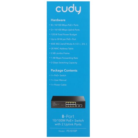 Коммутатор Cudy FS1018PS1 (L2) 16x100Мбит/с 2x1Gbит/с 1SFP 16PoE+ 200W неуправляемый