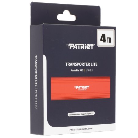 Внешний SSD Patriot Transporter Lite, 4TB, USB 3.2 Gen 2 Type-A/Type-C, R/W 1000/1000, красный