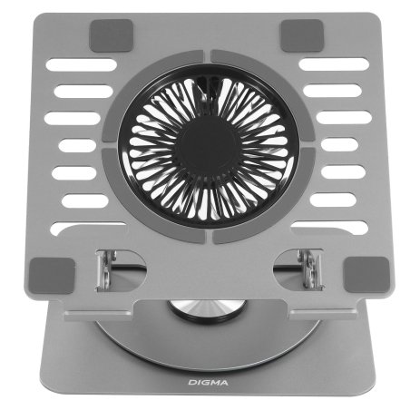Подставка для ноутбука Digma D-NCP170-1xRGb110-360 17" 240x230x50мм 28дБ 2xUSB 1x 110ммFAN 940г Fan-control алюминий серый