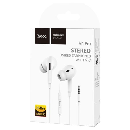 Наушники внутриканальные Hoco M1 Pro 1.2м белый проводные в ушной раковине