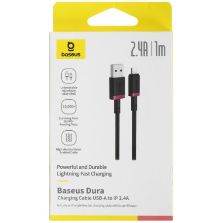 Baseus Dura Series Fast Charging Cable USB to iP 2.4A 1m Red+Black P10377801U01-01