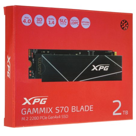 Накопитель SSD ADATA XPG GAMMIX BLADE S70, 2Tb, PCIe 4.0 x4, M.2 2280, NVMe, R/W 7400/6400