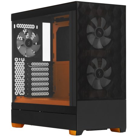 Компьютерный корпус без блока питания Fractal Design Pop Air RGb Orange Core TG Clear Tint, Midi-Tower, 3x120мм RGb, 2xUSB-A 3.2 ATX, mATX, mITX Black/Orange