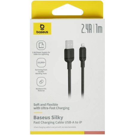 Baseus Silky Series Fast Charging Cable USB to iP 2.4A 1m Cluster Black