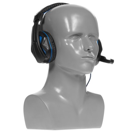 Гарнитура игровая Gembird MHS-G215, код "Printbar", черный/синий, регулировка громкости, кабель 2м