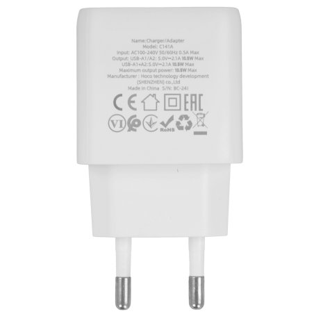 Сетевое зарядное устройство HOCO C80A Rapido 1xUSB + 1xUSB-C, 3.1A, 20W, белый