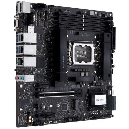 Материнская плата ASUS Pro WS W790E-SAGE SE, LGA4677, Intel W790, 8xDDR5 (ECC), 3xM.2, 2xSlimSAS, 8xSATA, 7xPCIe 5.0, 2x10Gb LAN, 1xUSB 3.2 Gen 2x2 (Type-C), 5xUSB 3.2 Gen 2 (Type-A + Type-C), 2xUSB 2.0, 5x3.5 мм, 7.1, EATX