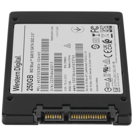 Накопитель SSD WD Blue SA510 WDS250G3B0A, 250Gb, SATA III, 2.5", R/W 555/440
