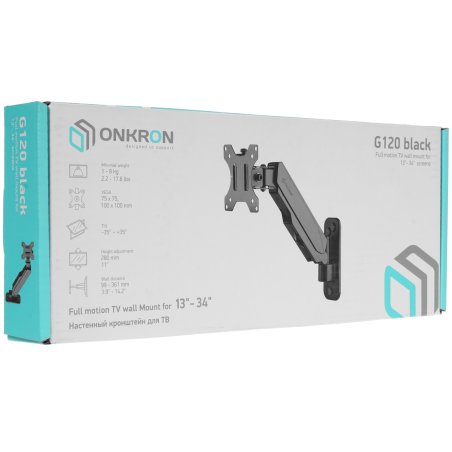 Кронштейн (держатель) ONKRON G120 для телевизора 13"-34" дюймов настенный, черный