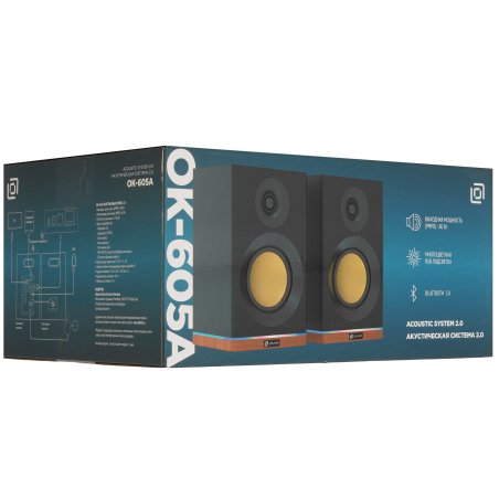 Акустическая система Оклик OK-605A 2.0 черный 60Вт BT