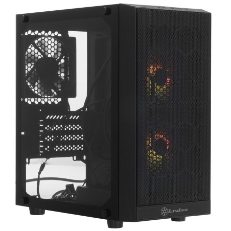 Компьютерный корпус Silverstone SST-PS15B-PRO Precision Mini Tower Micro ATX Computer Case, tempered glass, 2x 120мм ARGb, 1x ARGb Controller, black