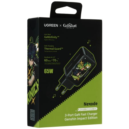 Сетевое зарядное устройство UGREEN X753 (25356)Nexode Pro 65W Ultra Slim USB-A+2*USB-C GaN Tech Fast Charger EU. Цвет: серый