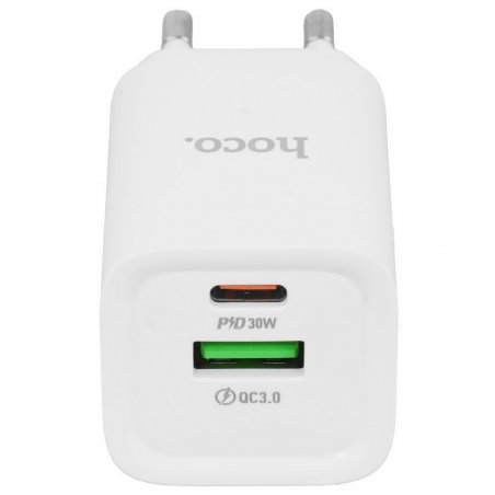 Сетевое зарядное устройство HOCO C149A 1USB+1Type-C 3.0A PD 30W+QC3.0, белый